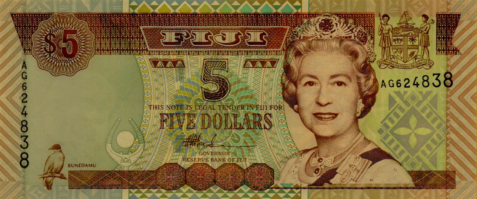 Fiji 5 2002 UNC P-105/b